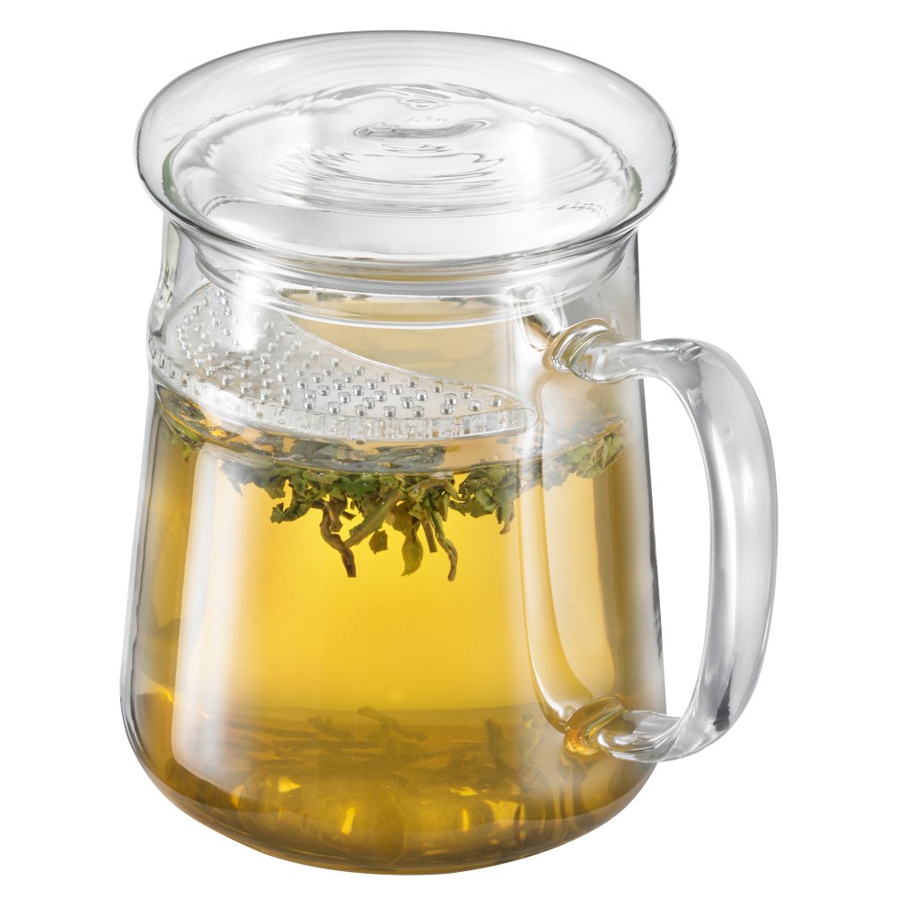 Cana cu Capac si Infuzor din Sticla Termorezistenta "Wow" 0.4L