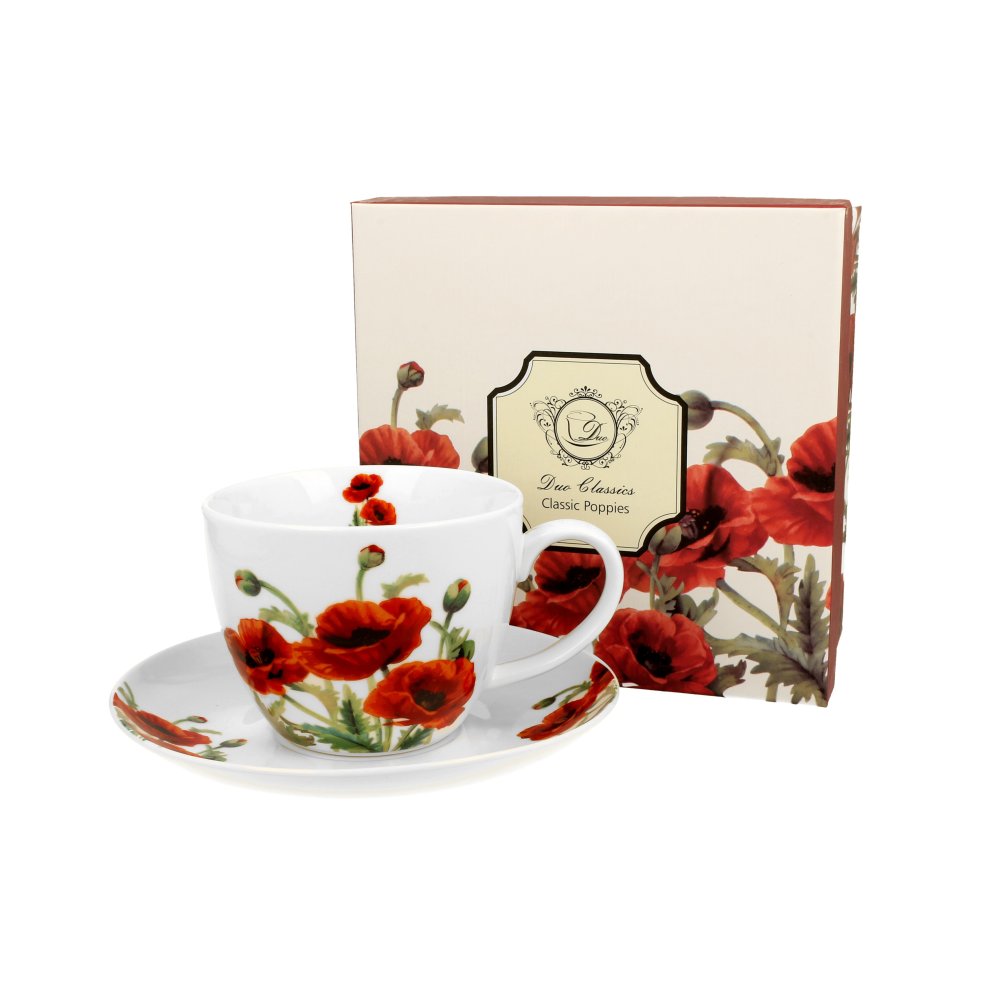 Cescuta cu Farfurie 470ml -  "Classic Poppies"
