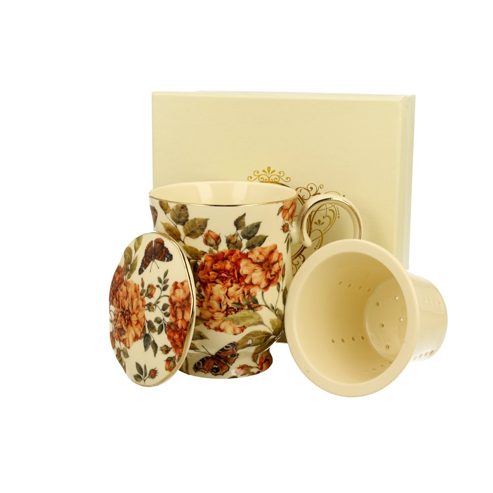 Cana cu infuzor de portelan colectia "Herbal Roses"