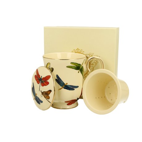 Cana cu infuzor de portelan colectia "Dragonfly"