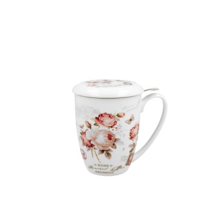 Cana cu Infuzor si capac "Romantic roses"