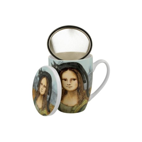 Cana cu Capac si infuzor "Monalisa cu pisica"