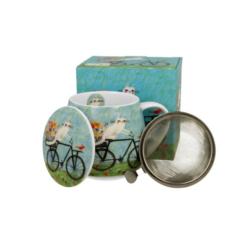 Cana cu Capac si infuzor "Cat on bicycle"