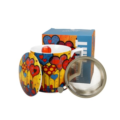 Cana cu Capac si infuzor "Modern Hearts"