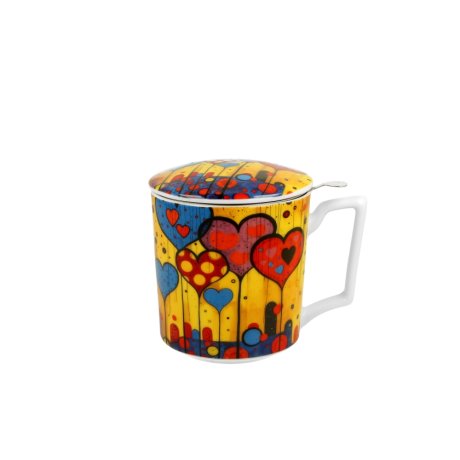 Cana cu Capac si infuzor "Modern Hearts"