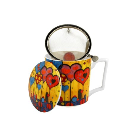 Cana cu Capac si infuzor "Modern Hearts"