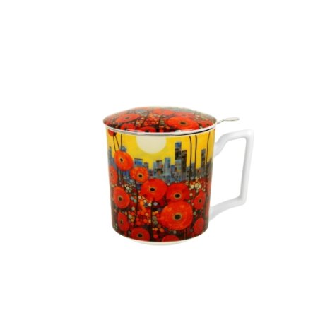 Cana cu Capac si infuzor "Modern Poppies"