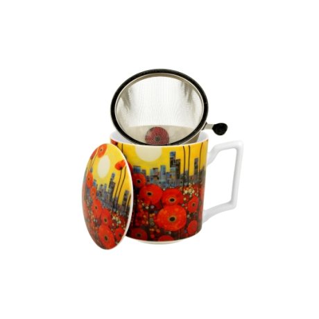 Cana cu Capac si infuzor "Modern Poppies"