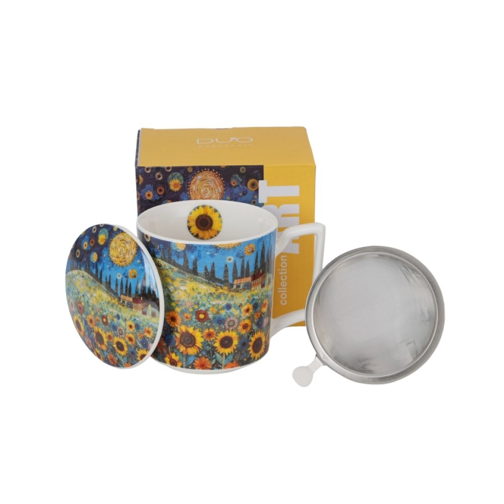 Cana cu Capac si infuzor "Modern Sunflower Field"