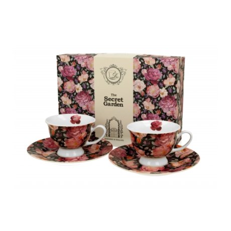 Ceasca cu farfurie colectia "Spring Roses Black"