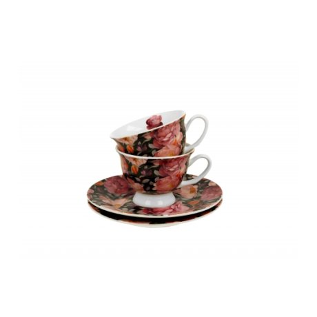 Ceasca cu farfurie colectia "Spring Roses Black"