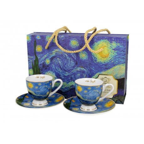 Set 2 cescute cu farfurie Colectia "Vincent van Gogh - Starry Night"