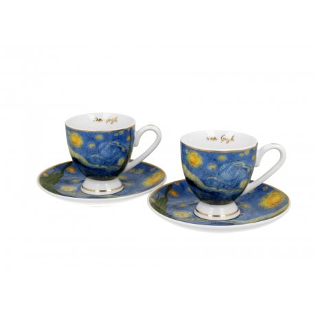 Set 2 cescute cu farfurie Colectia "Vincent van Gogh - Starry Night"