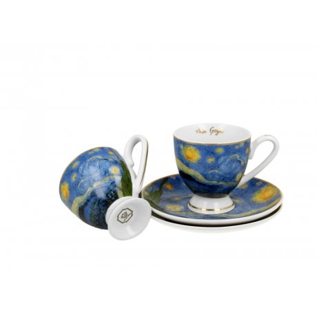 Set 2 cescute cu farfurie Colectia "Vincent van Gogh - Starry Night"