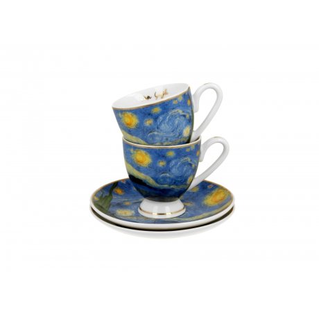 Set 2 cescute cu farfurie Colectia "Vincent van Gogh - Starry Night"
