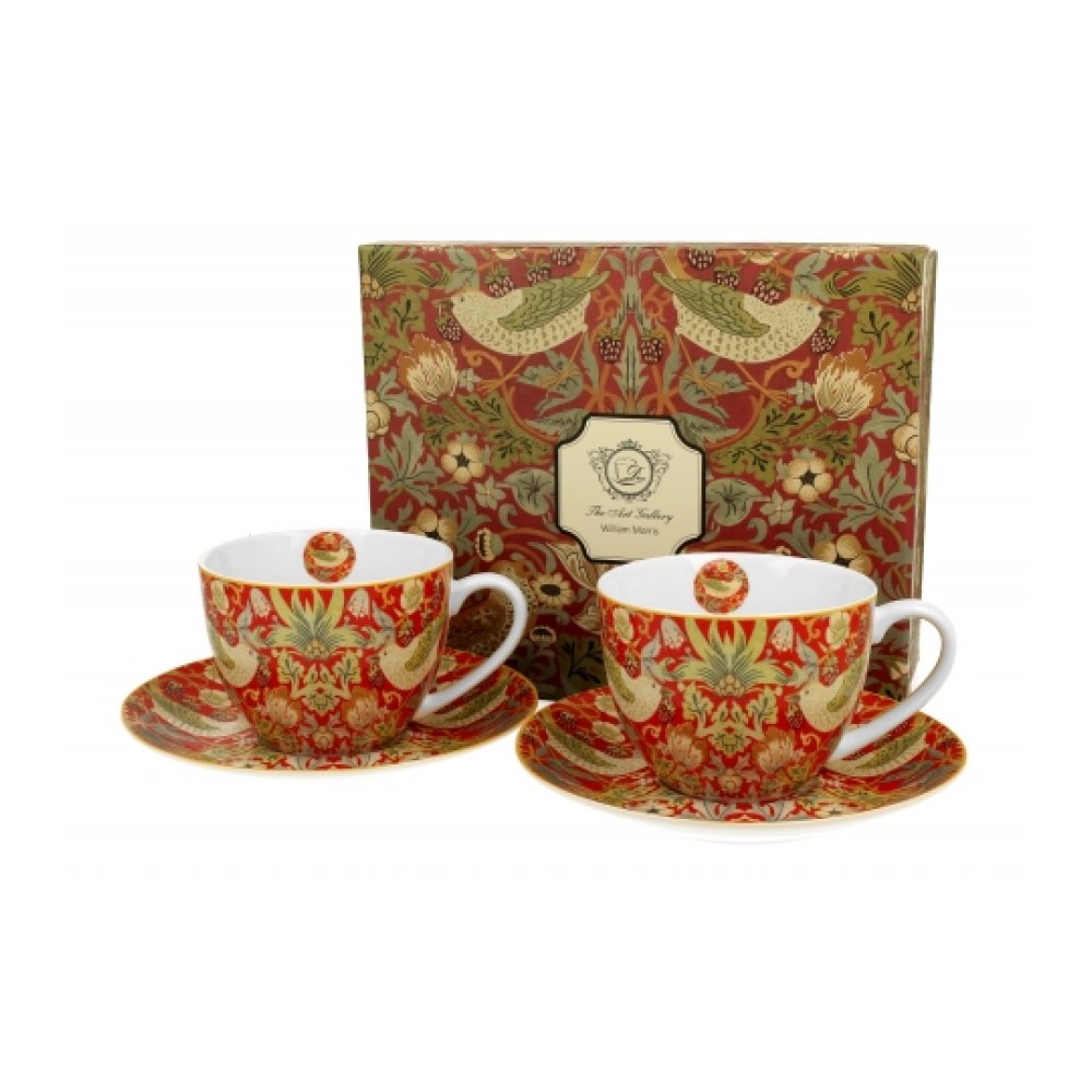 Set 2 Cescute cu Farfurie Colectia "William Morris - Strawberry Thief Red" Set 2 Cescute cu Farfurie Colectia "William Morris - Strawberry Thief Red"
