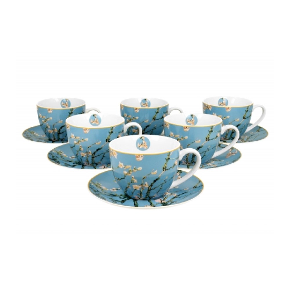 Set 6 Cescute cu Farfurie Colectia "Van Gogh - Almond Blossom"