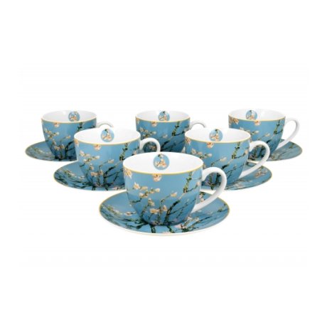 Set 6 Cescute cu Farfurie Colectia "Van Gogh - Almond Blossom"