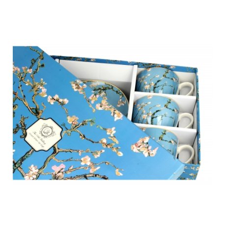 Set 6 Cescute cu Farfurie Colectia "Van Gogh - Almond Blossom"