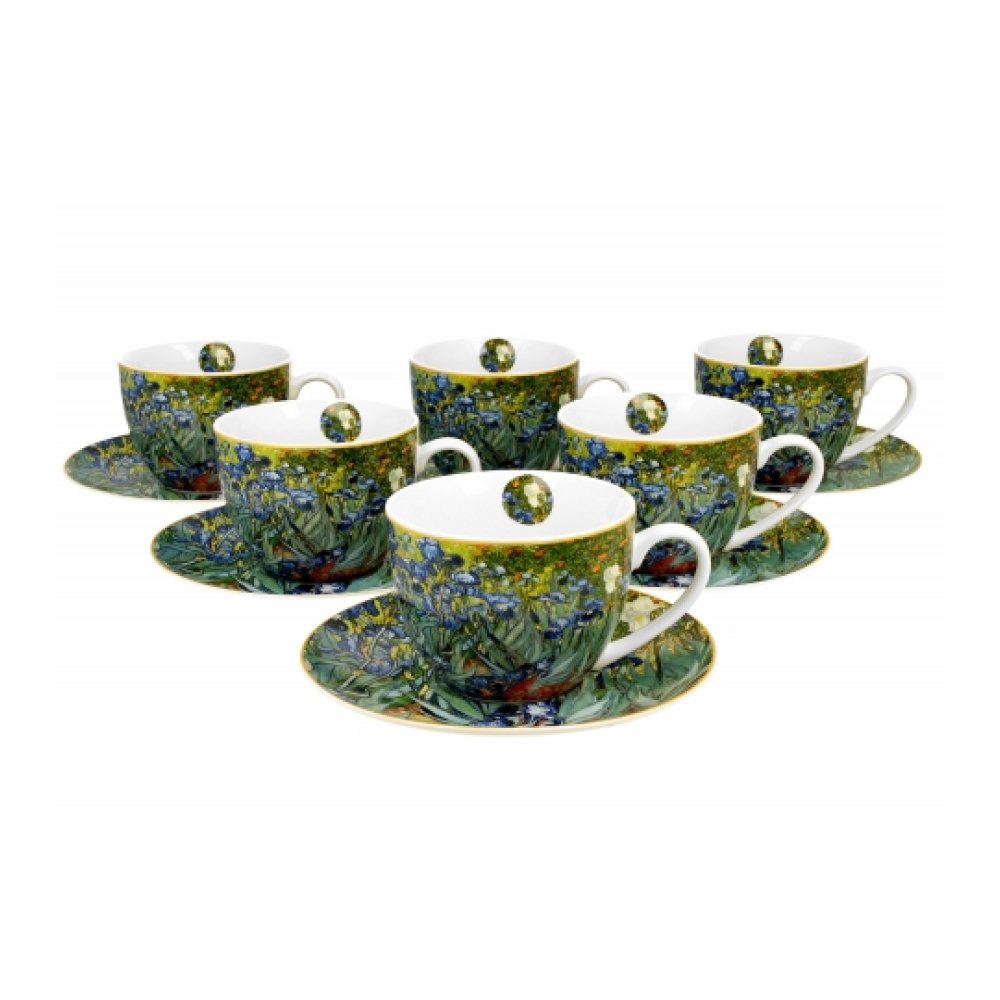 Set 6 Cescute cu Farfurie Colectia "Van Gogh - Irises"