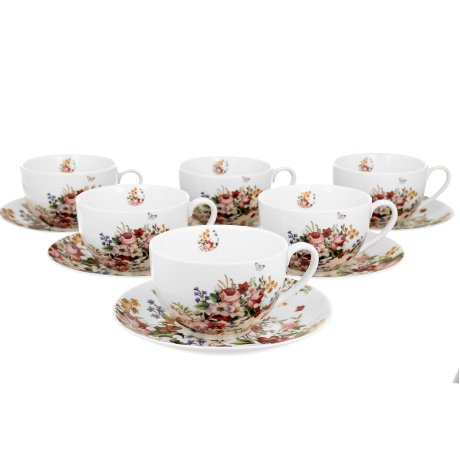 Set 6 cescute cu Farfurie Colectia "Vintage Flowers"