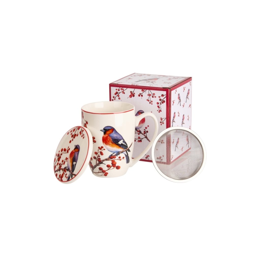 Cana cu Capac si infuzor Colectia "Christmas Birds"