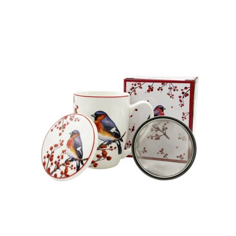 Cana cu Capac si infuzor Colectia "Christmas Birds"