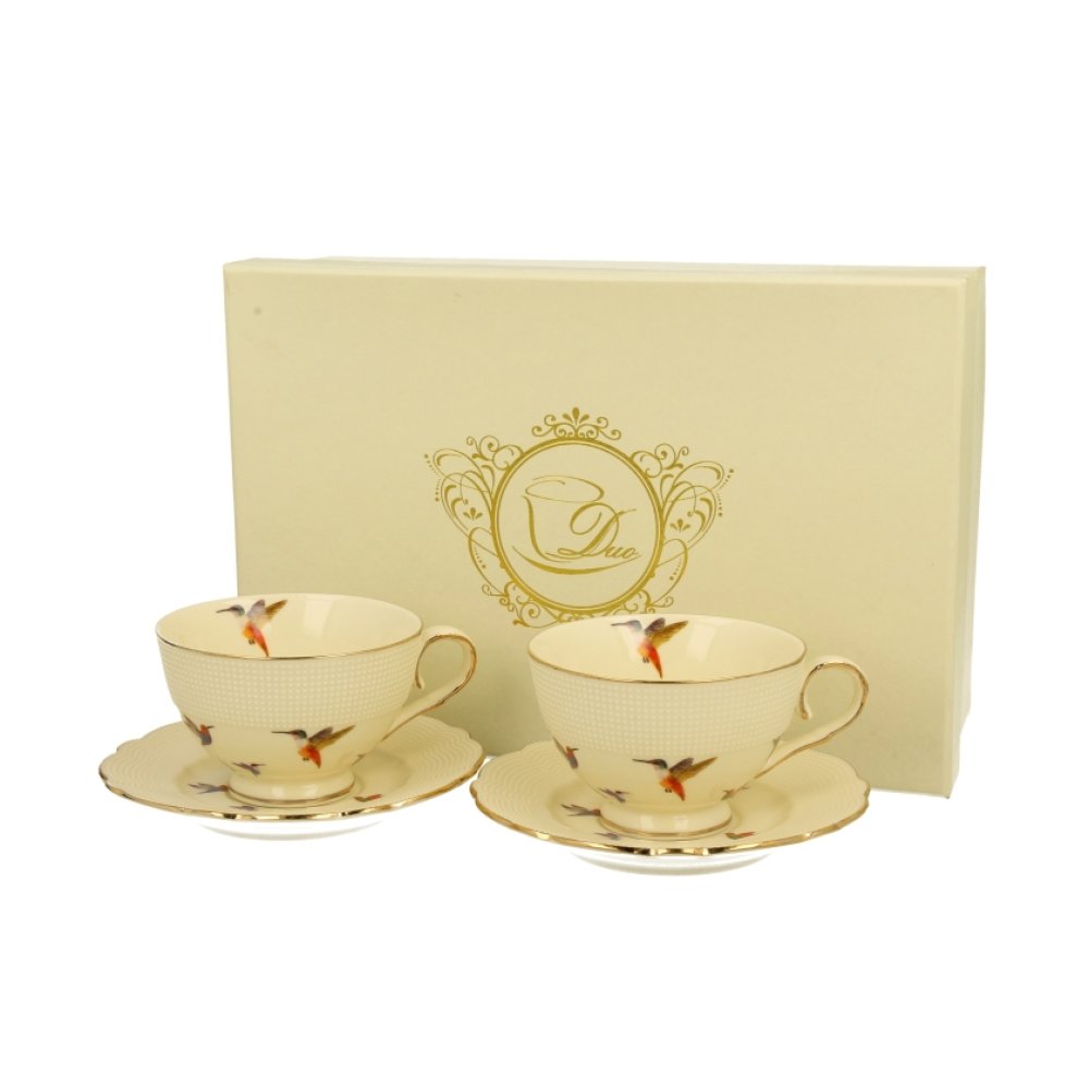 Set 2 cesti cu farfurie pentru espresso colectia "HummingBird"