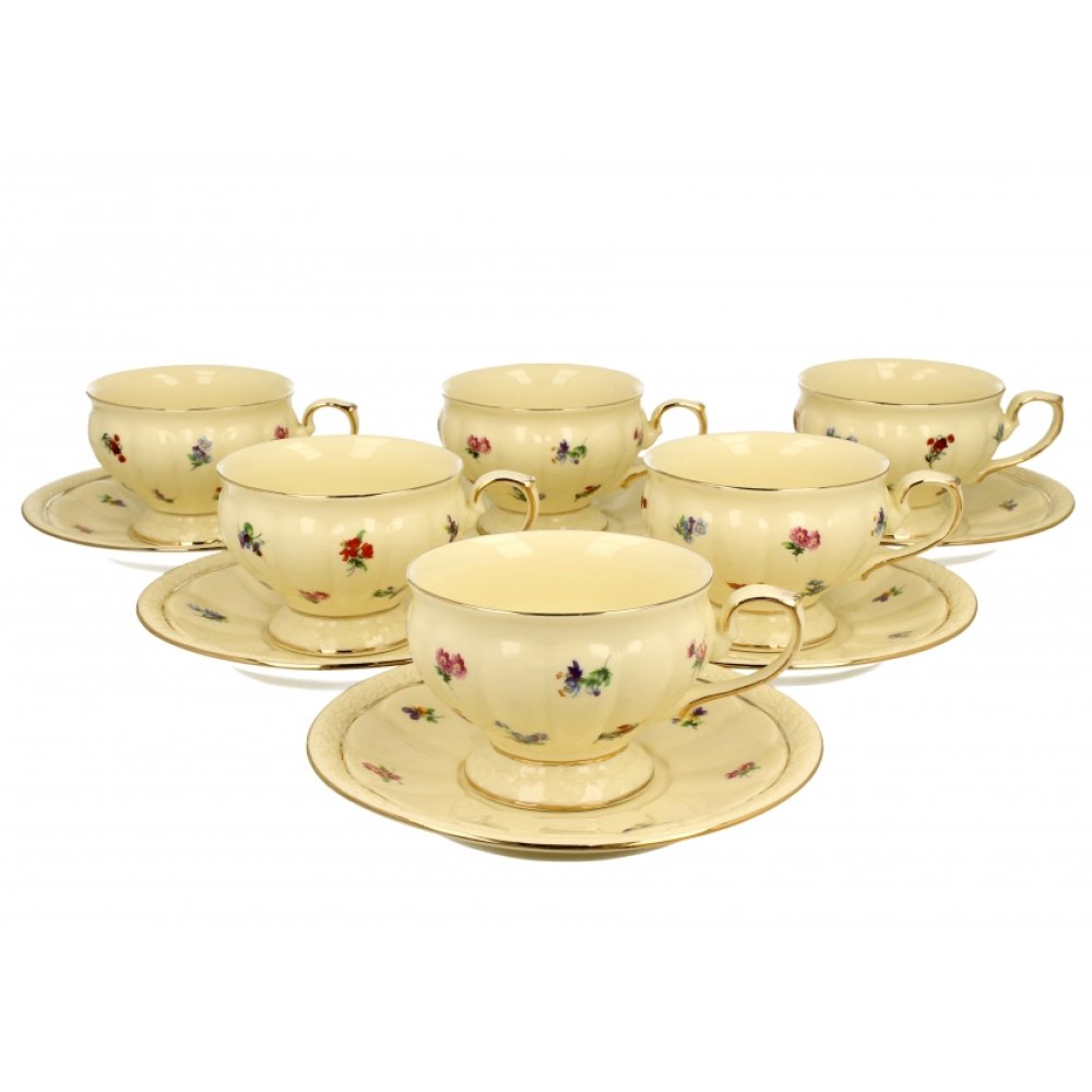 Set 6 cescute cu farfurie colectia "England" Set 6 cescute cu farfurie colectia "England"
