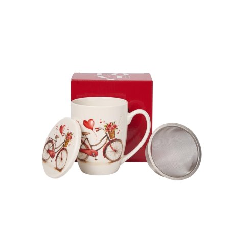 Cana cu Capac si infuzor "Love Bicycle"
