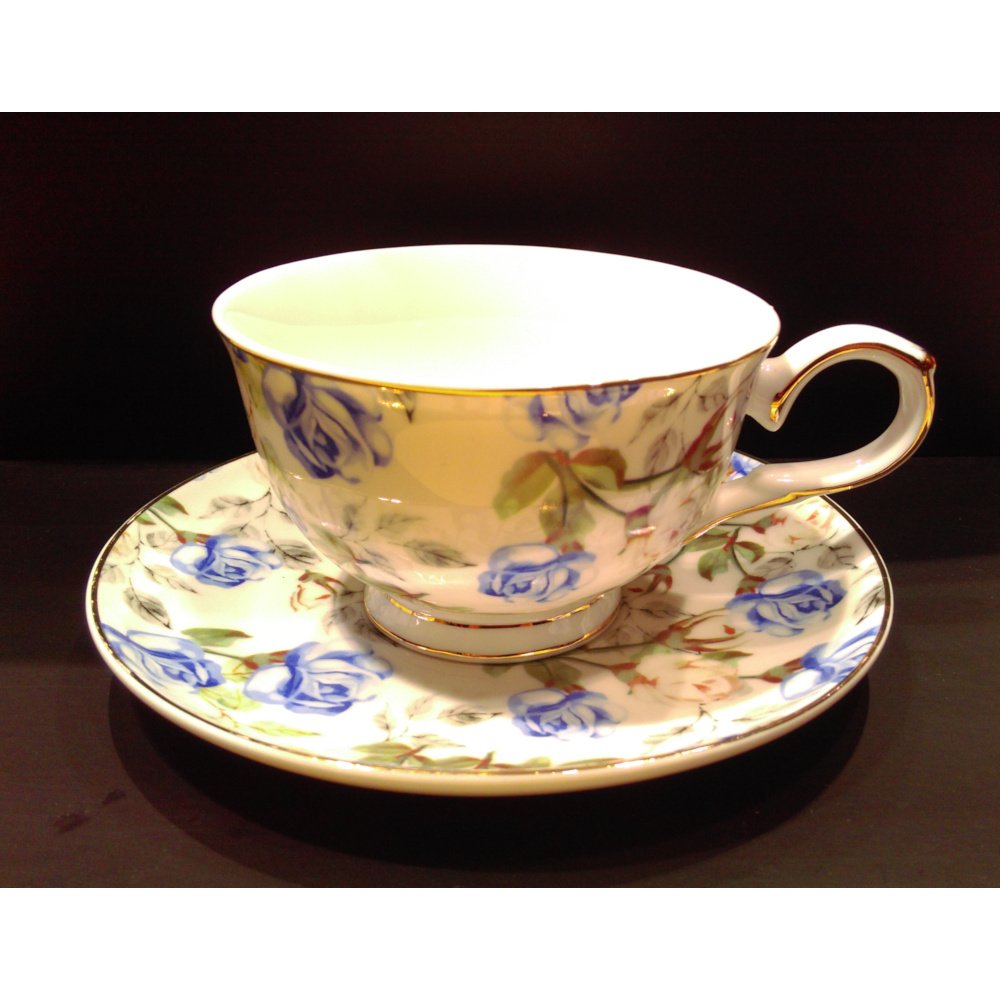 Ceasca cu farfurie colectia "Blue Roses" Gold Collection
