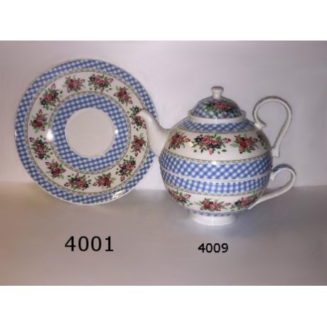 Farfurie Portelan Colectia Blossoms Blue Checkered