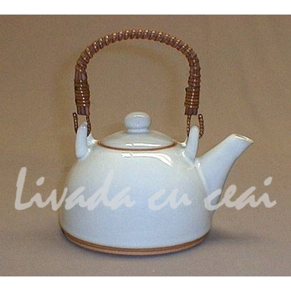 Ceainic Japonez din Ceramica Celadon alb